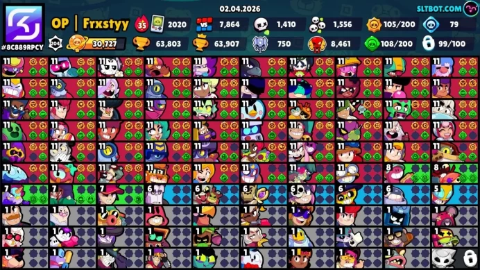 Premium [] Trophy 63K [] Brawler 58 Max [] Hypercharge 53 [] Total 99 Brawler [] Skins 348 [] Old Profile icones