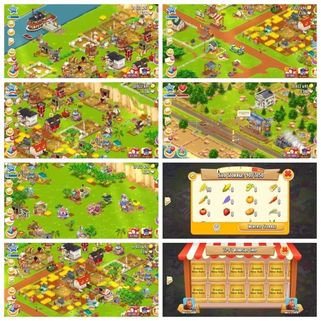Barn Storage 12000◆Farm Lvl 110+◆15M Coins◆Silo Storage 3150◆2200+ Barn Tools◆1316 Diamond◆Town Hall Unlocked◆Rare Farm