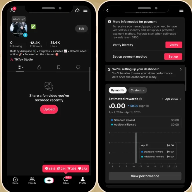 France Monetized Creator Rewards Account – 12K+ Organic Followers | 31K+ Likes | Full Ownership + Verified Clean History | Instant Earnings