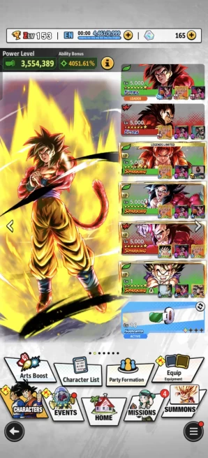 B67-IOS+Android-Good Team GT-4 UL(SS4 Goku Red Star+SS4 Vegeta Red Star)+16 Legends Limited+Good Equipment+Nice Zenkai+SS4 Gogeta Zenkai