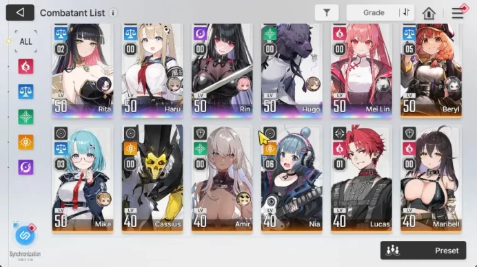 GLOBAL Lv 45|5 SSR[RitaM2,Haru,Mei Lin,Rin,Hugo]+10 SR[BerylM5,Mika,3,NiaM6,Etc]|14 SR Partners|Stove|Check SS(CZN1801)