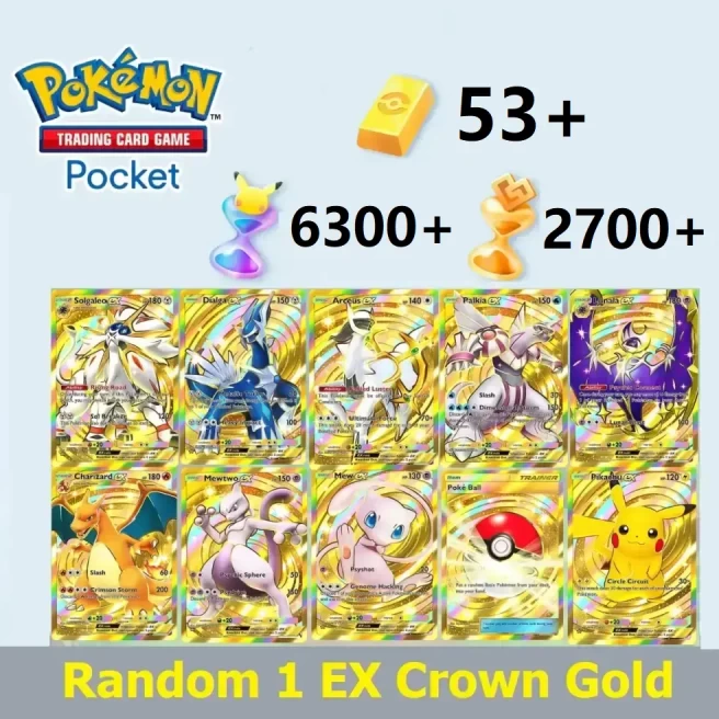 [GLOBAL]Pokemon TCG Pocket Starter Account with Random 1 EX Crown card & 53+ Pokégold & 6300+ Pack Hourglass & 2700+ Wonder Hourglass