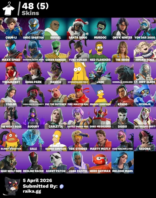 [PC/PSN/XBOX] 48 skins | Chun-Li | UNSC Spartan | Russel | Santa Dogg | Murdoc | Onyx Winter | Yon Dar 3000 | Maxx Speed | Shadow Blade Hope