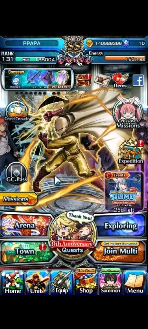 Global|Rank 131|1 Sp Art+24 Ascend+6 TW|[Saitama 140 luck,Emiya,Chloe,Saber,Orbis,Alpha]+TW,Etc|Lpot 422+79 RGB|Check SS(GS2365)