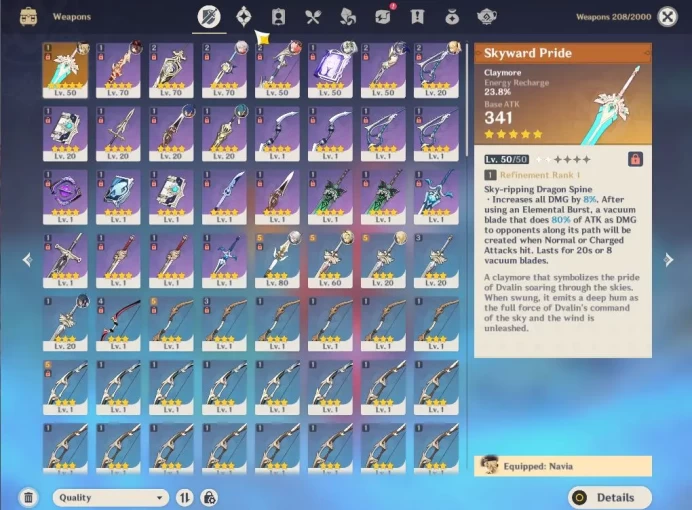 ASIA|AR 52|5 Limited +1(*5Weapon)|Arlecchino,HuTao,Kazuha,Navia,Nahida|1Skin|McFeMale|TakeMail|CheckSS(GI5738)