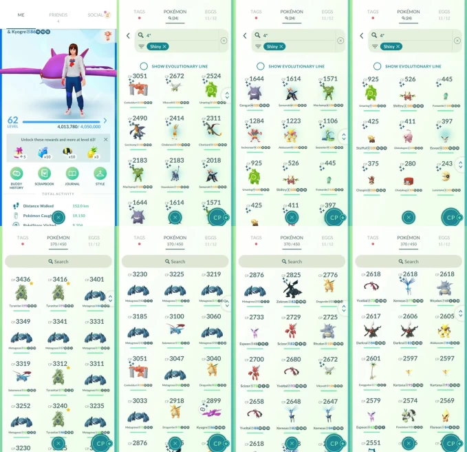 AC1423 -lv 62 Mystic | x22 3000CP | x151 2000CP | x58 Legendary | x24 SHUNDO | x90 shiny | x37 100IV | shiny Kyogre Zekrom Xerneas | shundo Garc