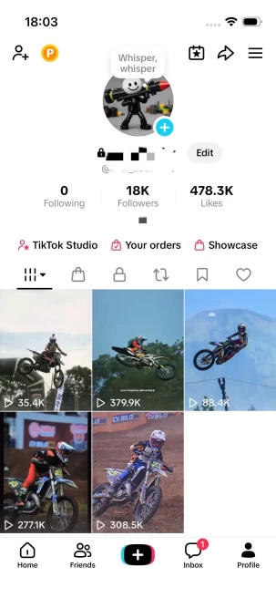Instanly Delivery/ 18K Real Followers+470K Real Likes/ Tiktok Shop For Creator/ Live Stream/ Full Access