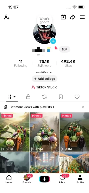 Instanly Delivery/ USA Monetized 75K Real Followers+490K Real Likes Account/ Creator Rewards Program Activated/ Full Access