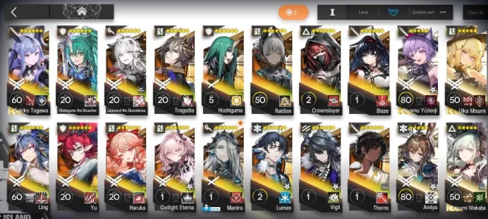 Lv 49|116 OP+12 Skin|59K Oru+1,1 Orig|Collab AVE Mujic|5 Limited | Sakiko Togawa, Yu, Ling, Lappland D, HTB|Check SS(AK1352)