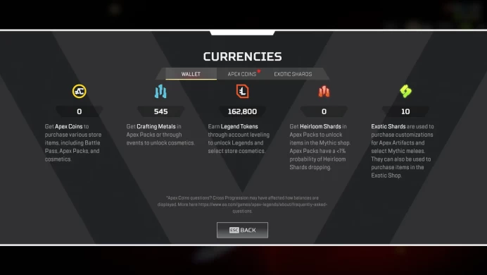 Apex Ea Account | Universal Heirloom / Sky Piercer | 195 Legendries | Level 706 | 545 Crafting Materials | 162.8k LT | Full Access