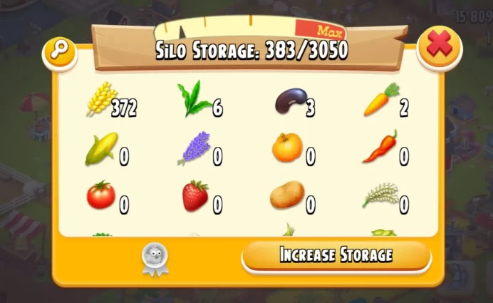 15.8M+ Coins◆Farm Lvl 100+◆Barn Storage 10150◆Silo Storage 3050◆8k+ Barn Tools◆369 Silo Tools◆1039 Diamond◆Top in The Market