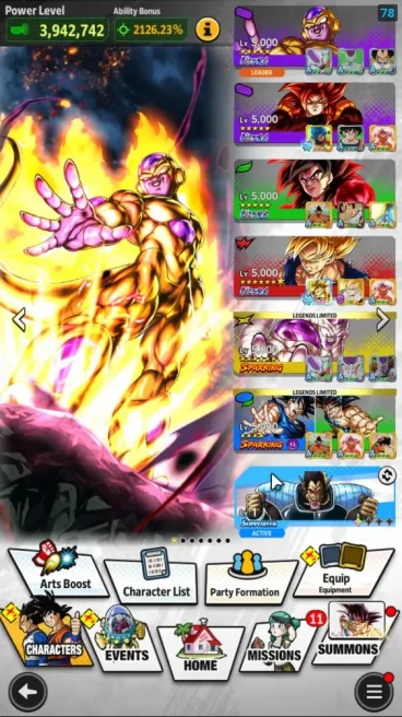 273M Total Power|LV 151|4 UL+13LL|SS Goku(Merah),Golden Frieza,SS4 Full Power Goku,SS4 Gogeta|Android|(DBL1030)