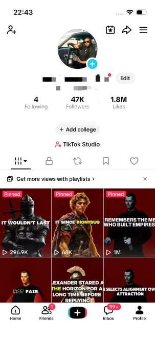 English Content/ USA Monetized 47K Real Followers+1.8M Real Likes Account/ Creator Rewards Program Activated/ Full Access
