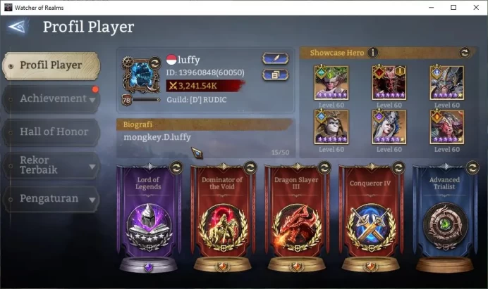 Global 60X|Lv78|3,2M Power|6 Lord[ValderonA1,Iovar,Elddr,Etc]|44 Legend[Diaochan,WukongA2,Guan Yu,Sergei,NeZha,Etc]|(WOR1159)	