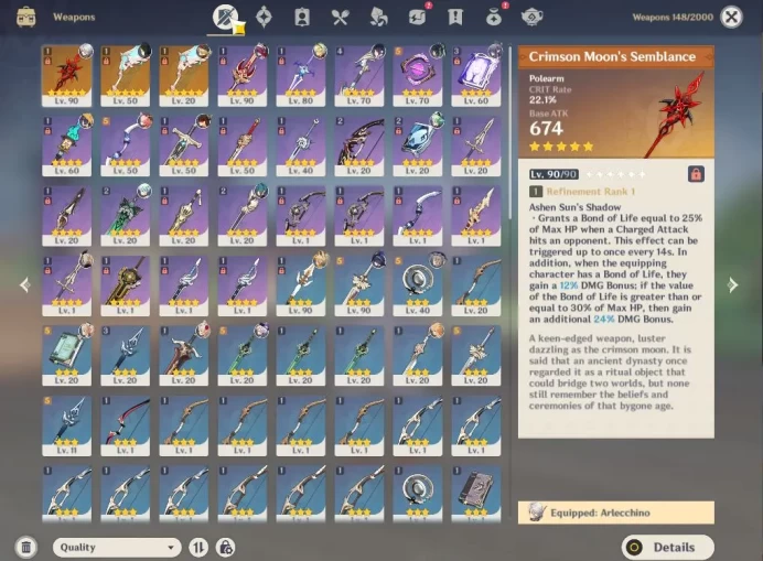 ASIA|AR56|5Limited+3(*5Weapon)|Arlecchino+sign,Yelan,Xianyun,Clorinde,Lauma|1Skin|McMale|TakeMail|DeadlinkGoogle|CheckSS(GI5762)
