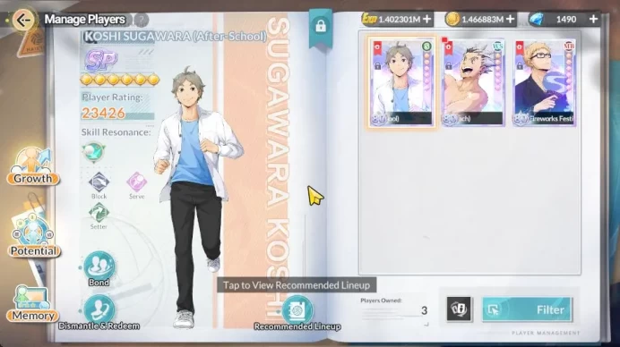 SEA Lv55| 3 SP (Sugawara,Bokuto,Tsukishima)+Memo 5 UR (Komori,Korai,Hirugami,Etc)+Memo 7 SSR (Ara,Kita,Etc) CheckSS(HFH1015)