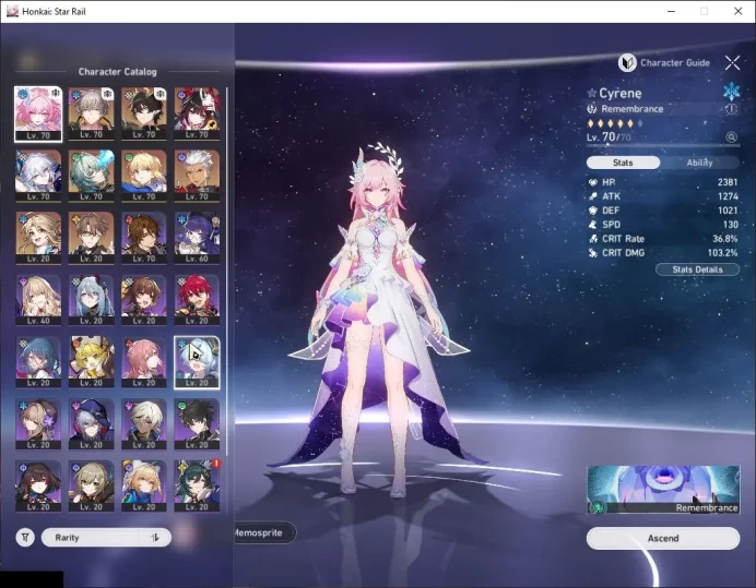 Asia|TL 56|1 Golden Companion|7 Limited|Saber+Sign,Cyrene,Sparkle,Yao Guang,Anaxa,Archer,Dante|Male MC|TakeMail|CheckSS(HSR6353)
