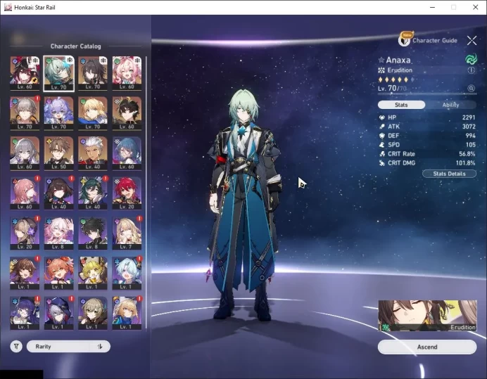 Asia|TL 52|7 Limited|Sparkle,Anaxa,Hyacine,Saber,Ruan Mei,Archer,Dante|Unset|Amphoreus|Male MC|Take Mail|Check SS(HSR6335)
