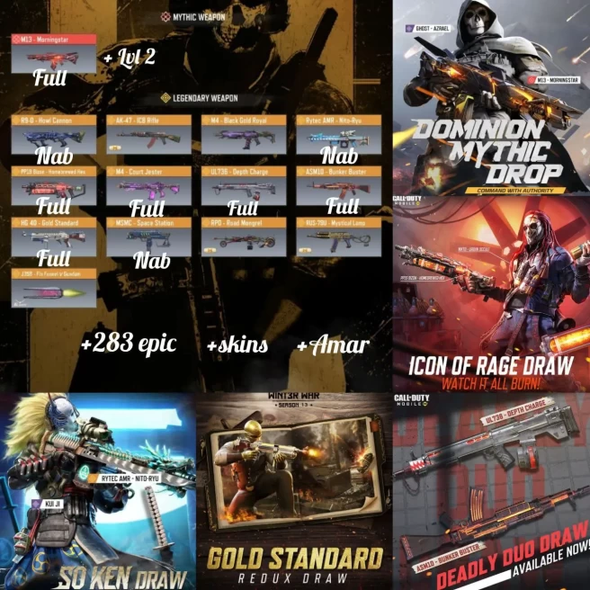 COD Mobile Account LvL 400 | Mythic M13 Morningstar  | 13 Legendary Guns  | 140 Epic Characters  | Activision Ready | CA166 