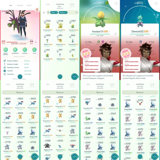 AC1006 Valor | x7 3000CP | x68 2000CP | x9 SHUNDO x2 Ivysaur Kadabra | Lugia x10 Dialga x8 Palkia Giratina | 100IV x4 Salamence x7 Dragonite Esp