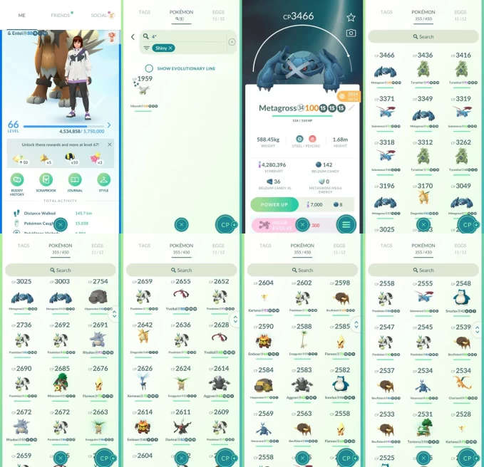 AC1435 -lv 66 Mystic | x14 3000CP | x180 2000CP | x44 Legendary | x1 SHUNDO | x25 shiny | x7 100IV | Shiny Entei Virizion | 3000CP+ Metagross Ty