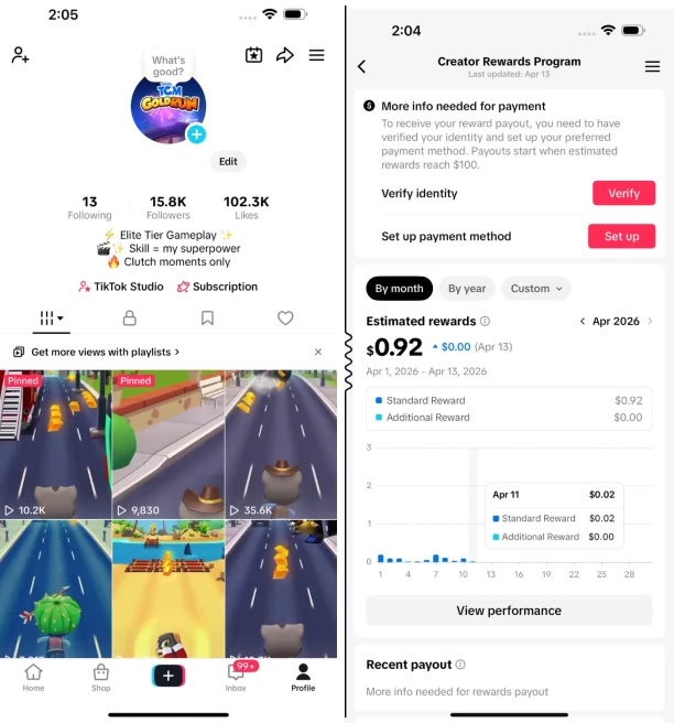 100% Monetized Uk Account Creativity Program Beta (Active) | 15k Real Followers & 102k Likes | Real Screenshots + Full Access + CRP
