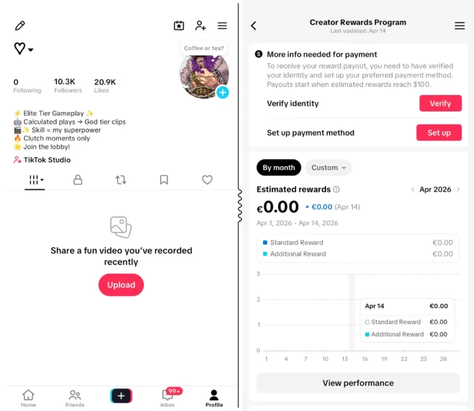 100% Monetized France Account Creativity Program Beta (Active) | 10k Real Followers & 20k Likes | Real Screenshots + Full Access + CRP
