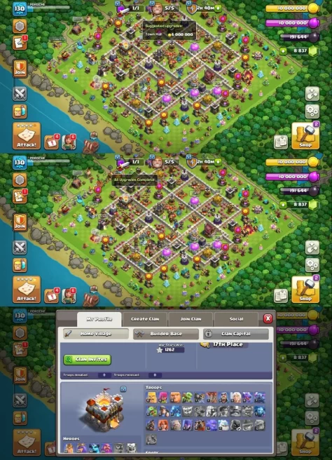 Th11 Max [All Equipments Max] 1 Lvl Left [] War Arena Scenary [] CWL-1940-Medals [] XP-130 [] Old Obstacles [] 7800 Gems