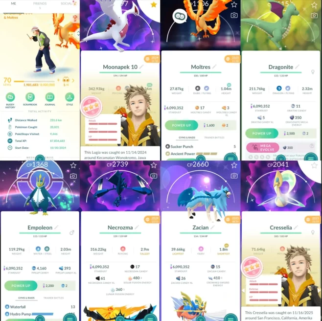 2113 Level 70 Shundo Lugia Shundo Cresselia Darkrai100 Shiny Mega Dragonite