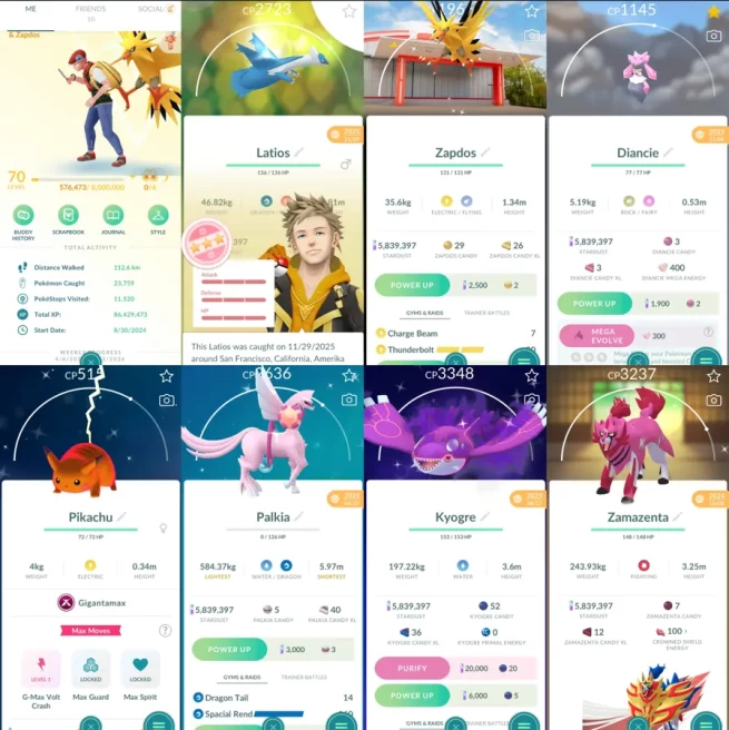 2115 Level 70 Shiny GMax Pikachu Shiny Mega Dragonite Shiny Zapdos PokePark Kanto Japan BG