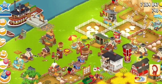 Farm Level 90+◆7.3M+ Coins◆7,550 Barn Storage◆Silo Storage 2,150◆740 Diamond◆27 Roadside Shop Slot◆Town Hall Unlocked◆7.5K Barn Tools◆Big Farm