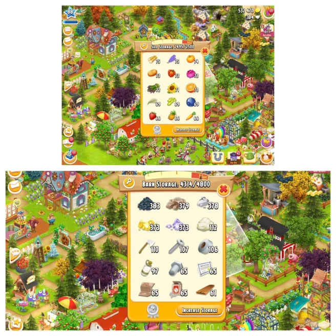HD130 |  Level 88 |  Barn Storage 4800 | Silo Storage 2500 | Coins 500K+ | Diamonds 184 |  Android & iOS -- Instant Delivery.