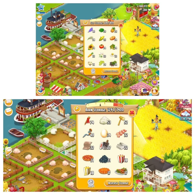 HD131 | Level 70 | Barn Storage 3400 | Silo Storage 800 | Coins 1M+ | Diamonds 280 | Android & iOS -- Instant Delivery.