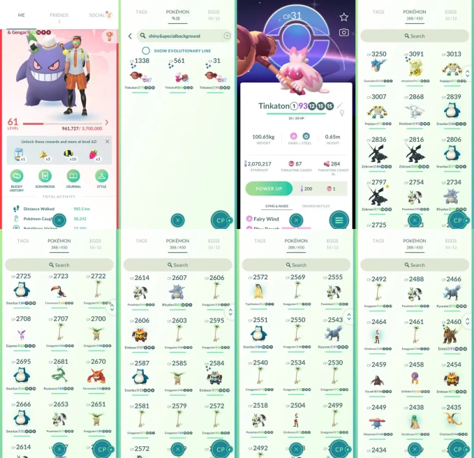 AC1439 -lv 61 Valor | x4 3000CP | x127 2000CP | x56 Legendary | x93 shiny | x10 100IV | Halloween Gengar | x3 Tinka shiny back | x18 unique lege