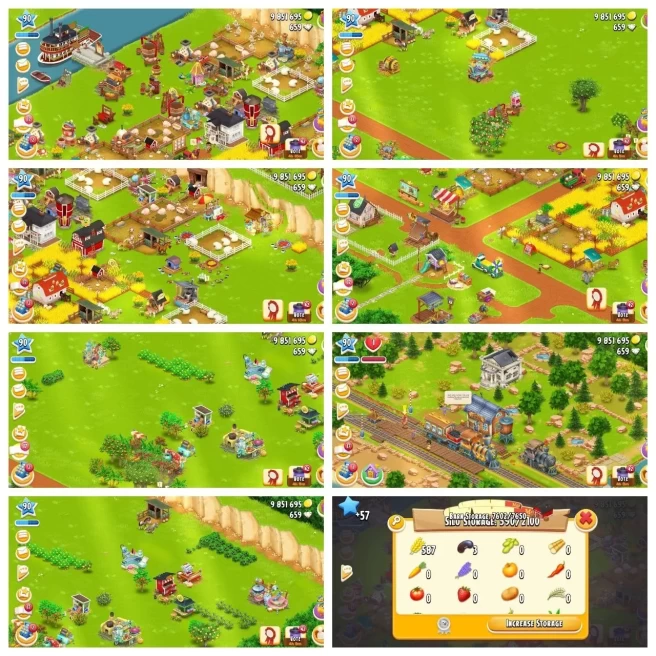 Full Barn Tools◆Farm Lvl 90◆9.8M+ Coins◆659 Diamond◆Barn 7650◆Silo 2100◆390 Tools◆Town Hall◆Best Price in the Market