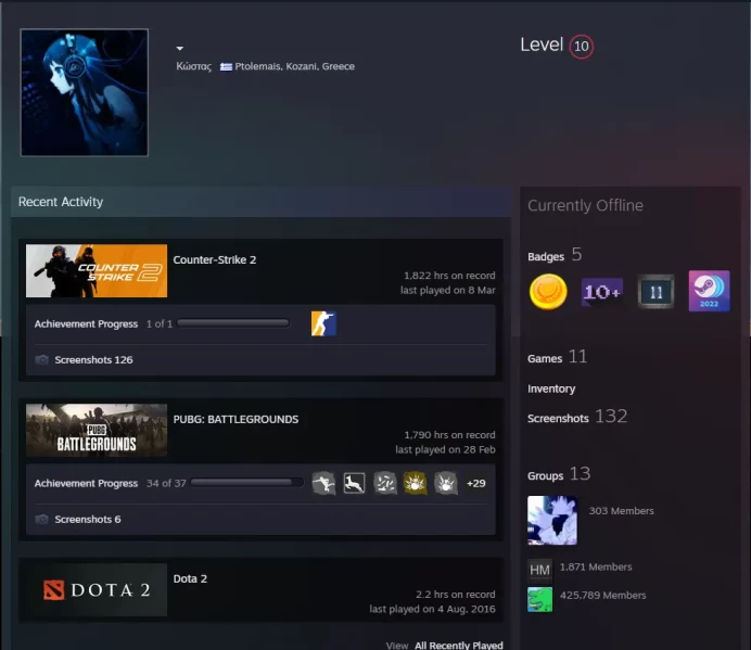CS2 Prime+8 rare Medals(Gold Operation Vanguard Coin/2015-2016-2018 Service Medal/10Y/5Y/Loyalty Badge/Global Offensive Badge)