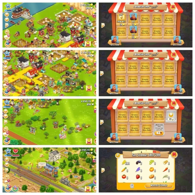 6M+ Coins◆Barn 6050◆Farm Lvl 80+◆Silo 2050◆6000 Tools◆279 Silo◆1117 Diamond◆17 Slot◆Town Hall◆Big Farm
