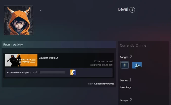 CS2 Prime 271 hours+4Medals(2018 Service Medal/5Y/Loyalty Badge/Global Offensive Badge)