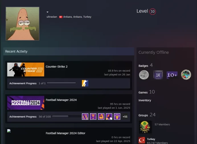 10Game-CS2 Prime+3Medals(Loyalty Badge/5 Year Veteran Coin/Global Offensive Badge)+14 Years of Service Steam