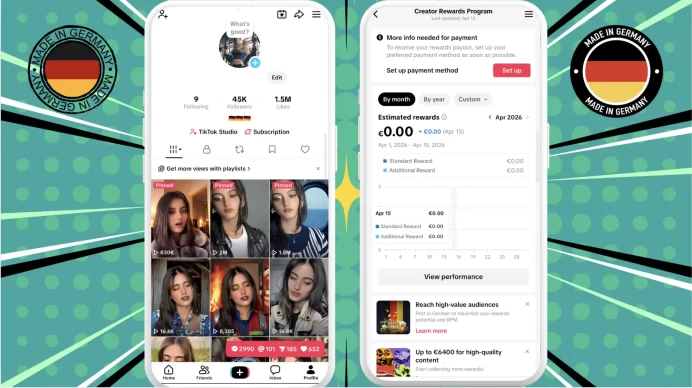 100% Monetized Germany Account Creator Rewards Program Active | 45K Real Followers & 1.5M Likes | Real Screenshots + Full Access + Good Standing