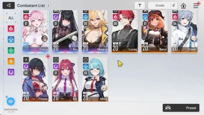 GLOBAL Lv31|3 SSR[DianaM1,RinM1,Magna]+6 SR[MikaM3,BerylM1,Tressa,OwenM4,Etc]+6 SR Partners|Log Stove|Check SS(CZN1815)