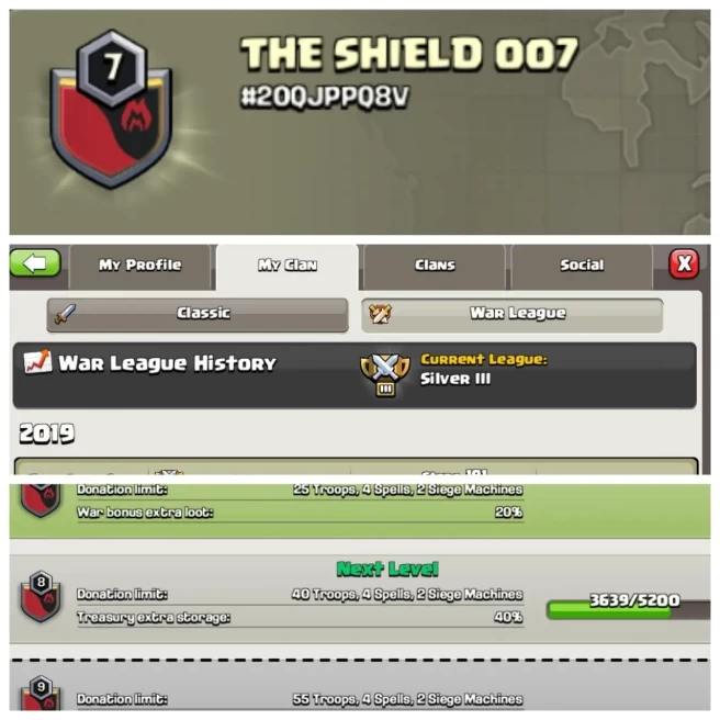 C363◆CLAN NAME: THE SHIELD 007◆CLAN LEVEL:7◆WAR LOG: SILVER III◆ENGLISH NAME