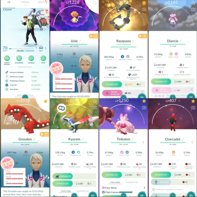 2138 Level 70 Legends100 x18 Groudon100 SHUNDO Uxie Shiny Lucky Mega Rayquaza