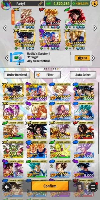  ANDROID+IOS- UL ssj Goku Namek Full+UL Fide 9S+UL ss4 Goku 8S+ LF Bardock+Buu kid+Namek Goku+ Good Equip For Team (D179)