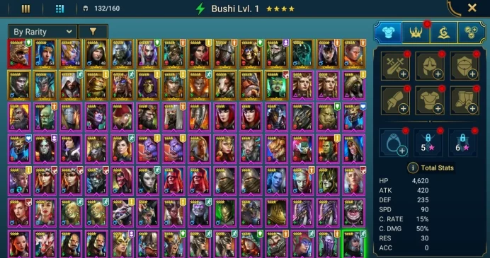 Starter with Mythical - Androc : 92k energy / 60 mln coins / Queen Eva, Loriaca, Arix, Ninja + 20 Login Legendaries