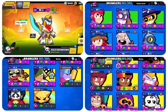 101 BRAWLERS / 38 MAX / 36 HYPER + 74.4K TROPHY / 329 SKIN / ONE ACCOUNT LIFETIME FUN