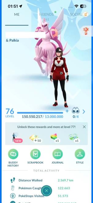 Level 76, 7 Legendary IV100, 591 Shiny, 276 Legendary, 71 IV 100, 17 Shiny Legendary, 52 Shadow Legendary