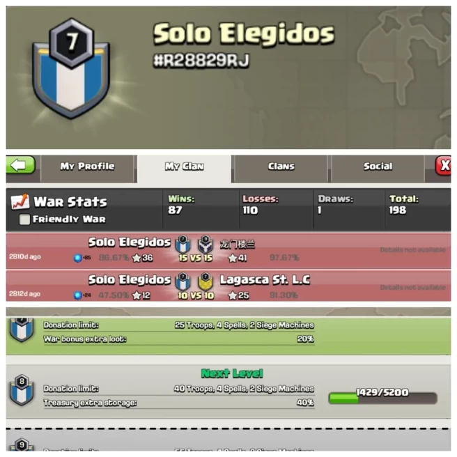 C387▰NAME: SOLO ELEGIDOS▰LEVEL: 7▰WAR LOG: WINS-87/LOSS-110