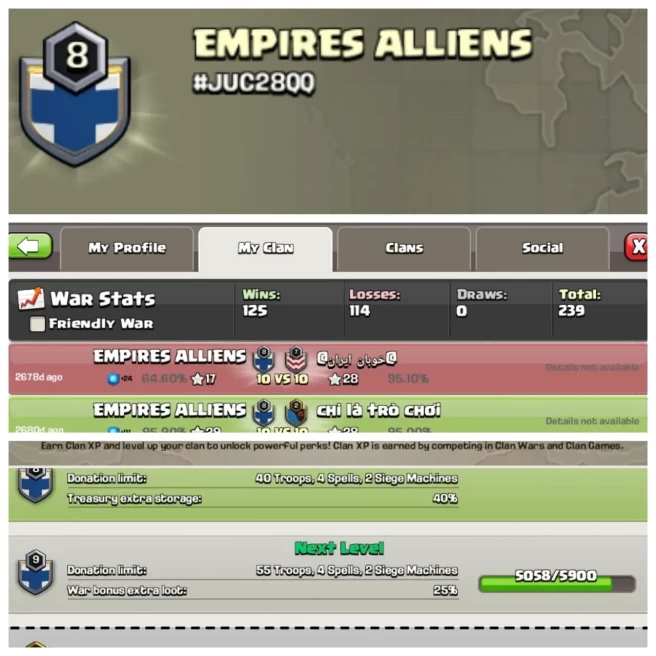 C397◆NAME: EMPIRES ALLINES◆LEVEL: 8◆POSITIVE WAR LOG: WINS-125 | LOSS-114
