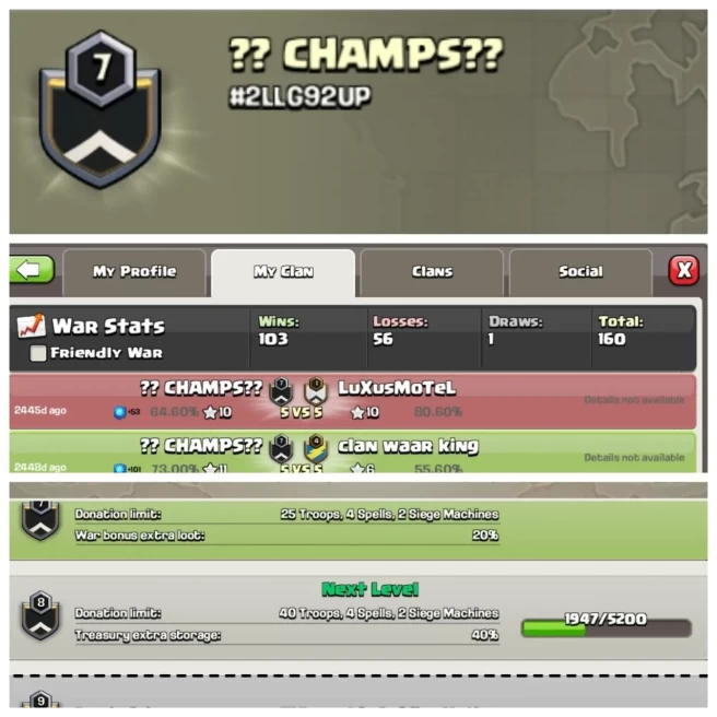 C400◆NAME: ??CHAMPS??◆LEVEL: 7◆POSITIVE WAR LIG: WINS-103 | LOSS-56◆ENGLISH Name 